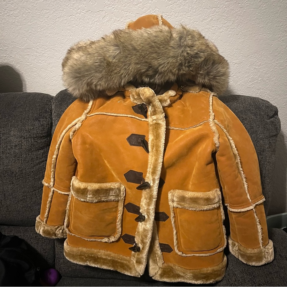 Jordan Craig Kids Mustard Fur-Trimmed Puffer Jacket